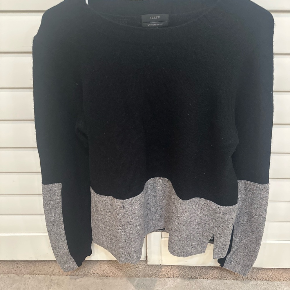 J. Crew Cashmere & Wool blend/ Black and Gray Crew Neck Sweater